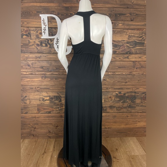 INC International Concepts | Black Maxi Dress Lace Embroidered Split Deep V-Neck - Picture 4 of 6